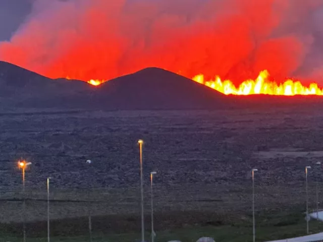 iceland volcano erupts spewing lava
